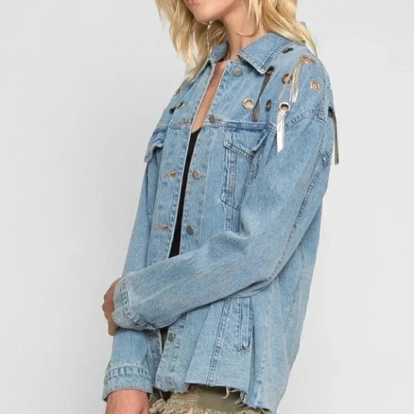 Denim Jacket with metal fringe - Picture 2 of 4